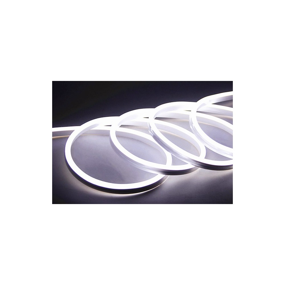 Kold hvid 8x16 CLIP-ON Neon Flex LED Strip - 9W pr. meter, IP67, 230V