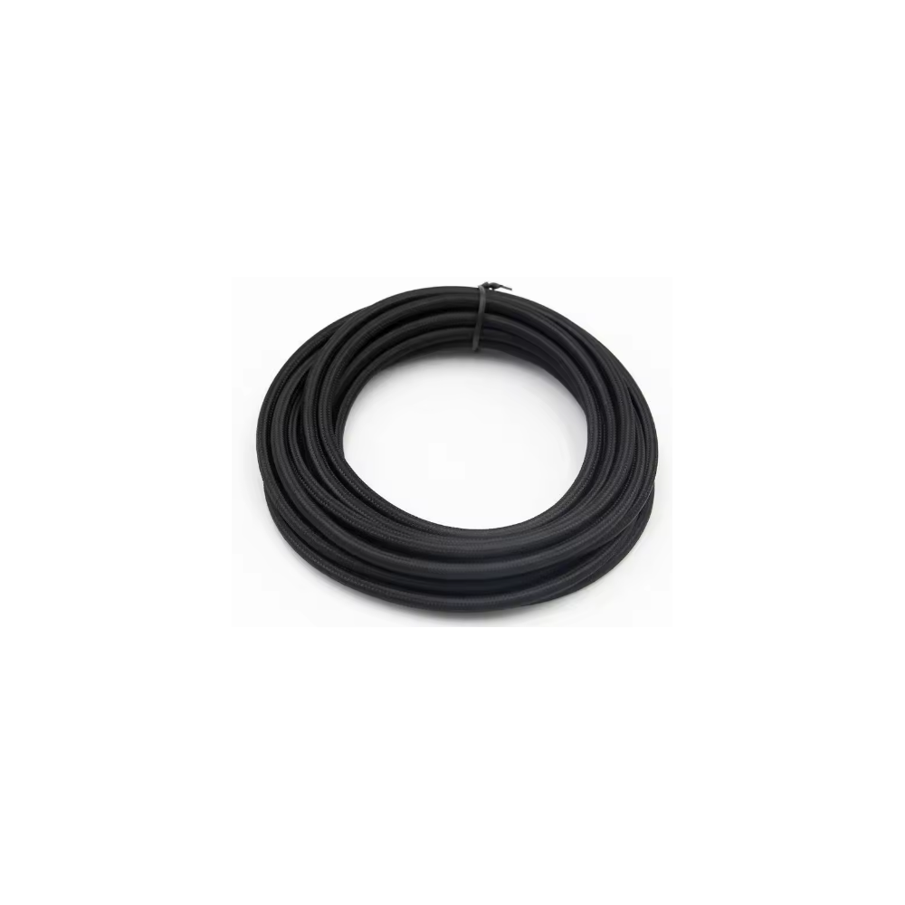 Sort tekstilstofledning, 2x0.75 mm², 5 meter, 230V