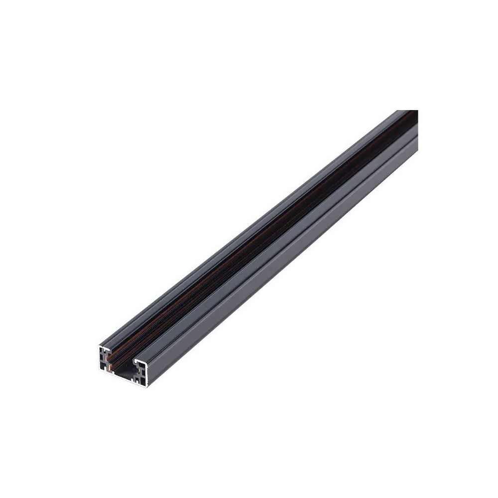 Sort 1-faset LEDskinne til skinnespotlamper - Komplet med tilslutning og endeprop, 1,5 meter, 230V
