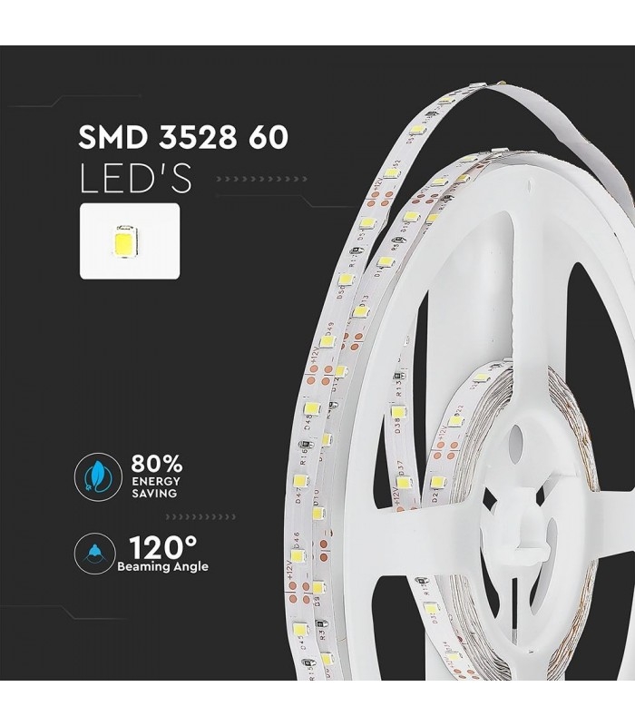 3,6W/M LED bånd, 3000K, 5 meter - 12V Varm hvid