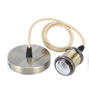 Grøn-bronze lampefatning med roset og 150cm ledning - E27, 60W