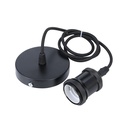 Mat sort lampefatning og roset med 150cm ledning, E27 fatning - 230V, max 60W, designerkvalitet