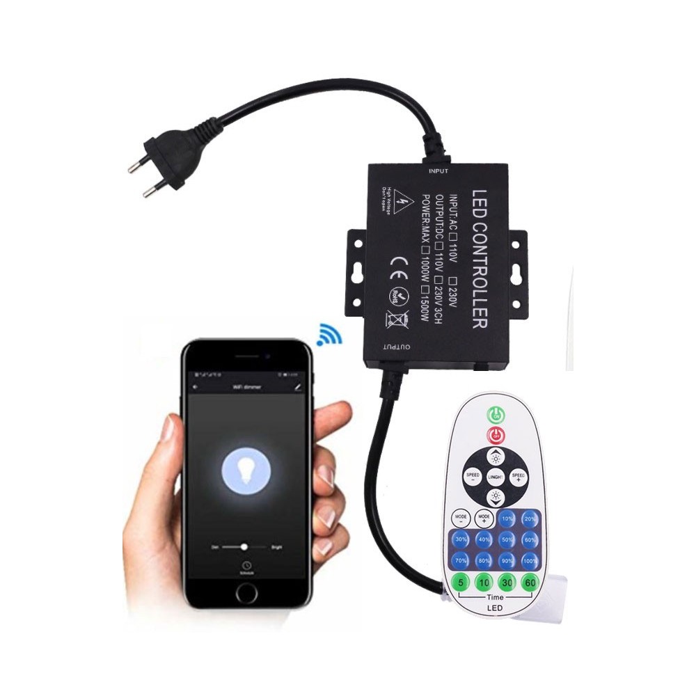 230V WiFi Smart Home dæmper inkl. endeprop (COB), memory funktion - op til 80 m