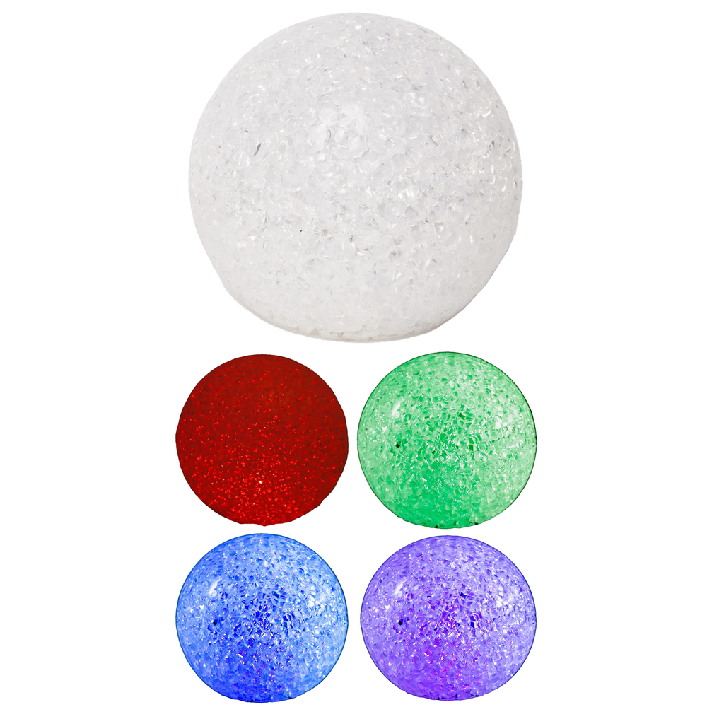 Multicolor LED kugle - Ø10 cm, batteridrevet til indendørs brug