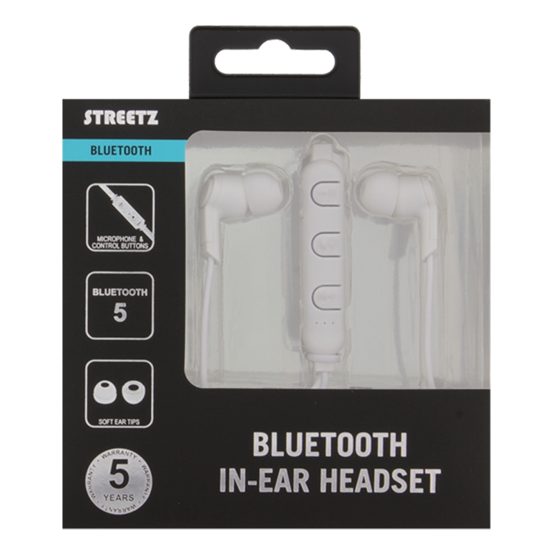 Bluetooth headset, bløde eartips, mediekontrol