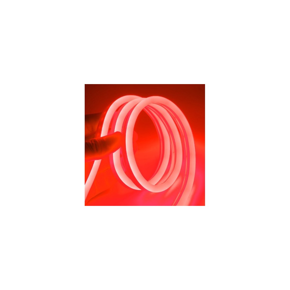 Rød Neon Flex LED-strips - 5 meter, 8W p. meter, Vandtæt (IP67), 12V
