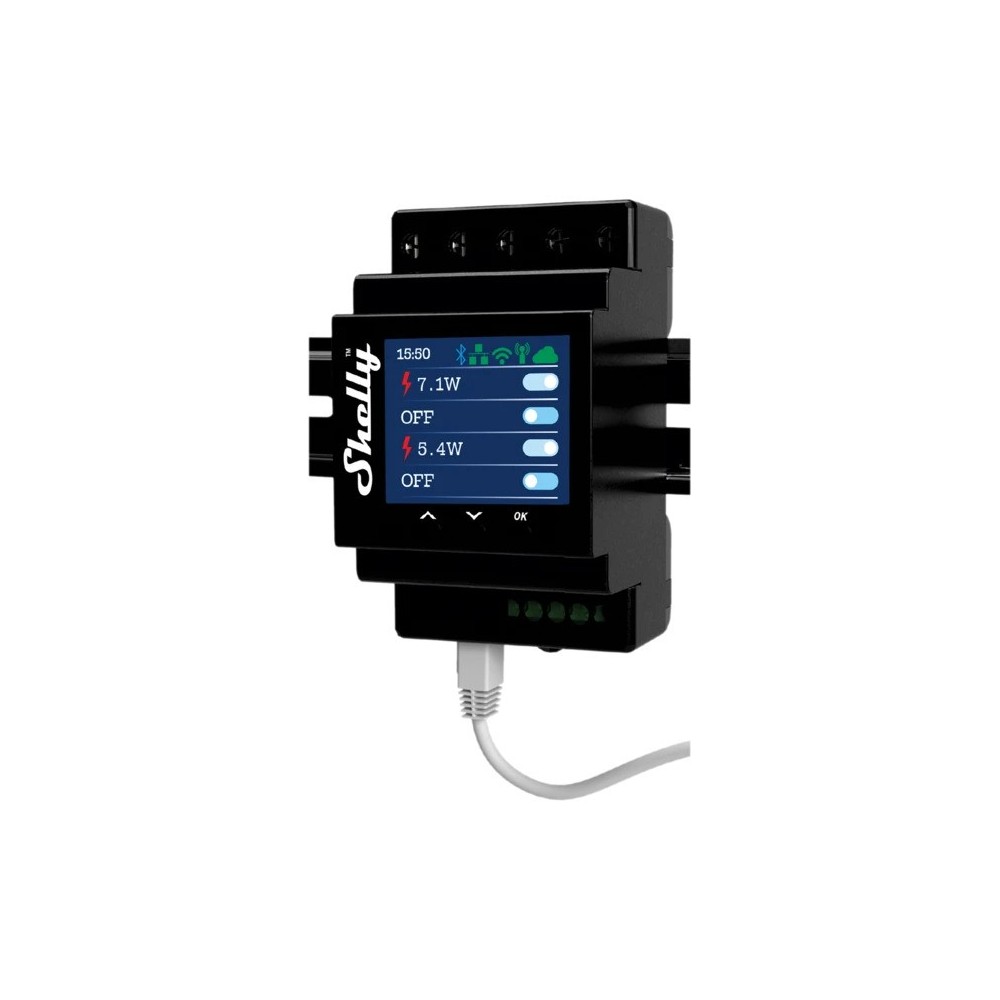 Shelly Pro 4PM - WiFi relæ med effektmåling, 4 kanaler, 230V indgang