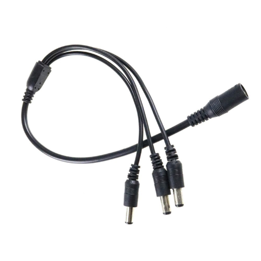 DC kabel 3-vejs splitter - Til LED strips, Sort, 5V-48V