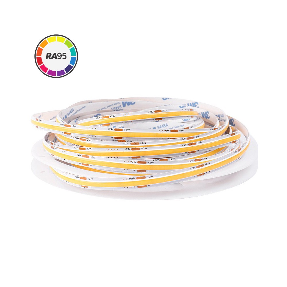 5 meter Dot-fri COB-LED-strips med 320 LED pr. meter, 4000K, 24V, 4W/m, høj farvegengivelse (RA95) - IP20