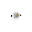 3W indbygningsspot - Hul: Ø6,7-8 cm, Mål: Ø8,5 cm, hvid kant, dæmpbar, 12V/24V