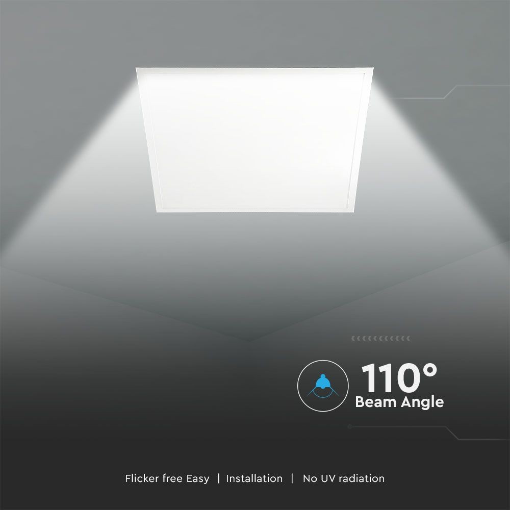 36W LED panel - 595x595mm, 6400K, 8 stk/pakke, 120 lm/watt, V-Tac Pro serie - 5 års garanti
