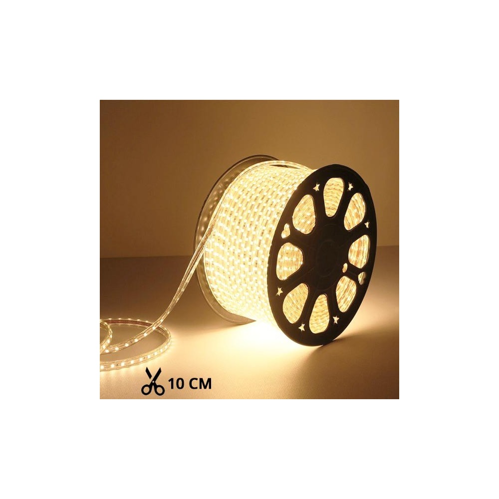 5 m LED strip (Type X-2) - 230V, vandtæt, IP67, 100 LED, 10W/m, klippes hver 10cm