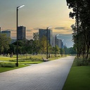 Slim 30W LED gadelampe - Neutral hvid, 230V, 140/85°, IP65, 423x109x76mm, sort, Spectrum.