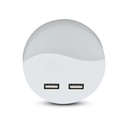 LED Natlampe med Samsung Chip - 0,45W, EU-stik, USB, 3000K, Rund - Kvalitetsbelysning til hyggelige aftener.