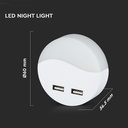 LED Natlampe med Samsung Chip - 0,45W, EU-stik, USB, 3000K, Rund - Kvalitetsbelysning til hyggelige aftener.