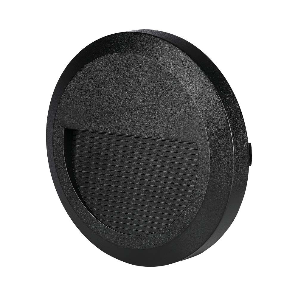 LED Trinlys med 2W effekt, 4000K lysfarve, sort hus, rund form og IP65 beskyttelse