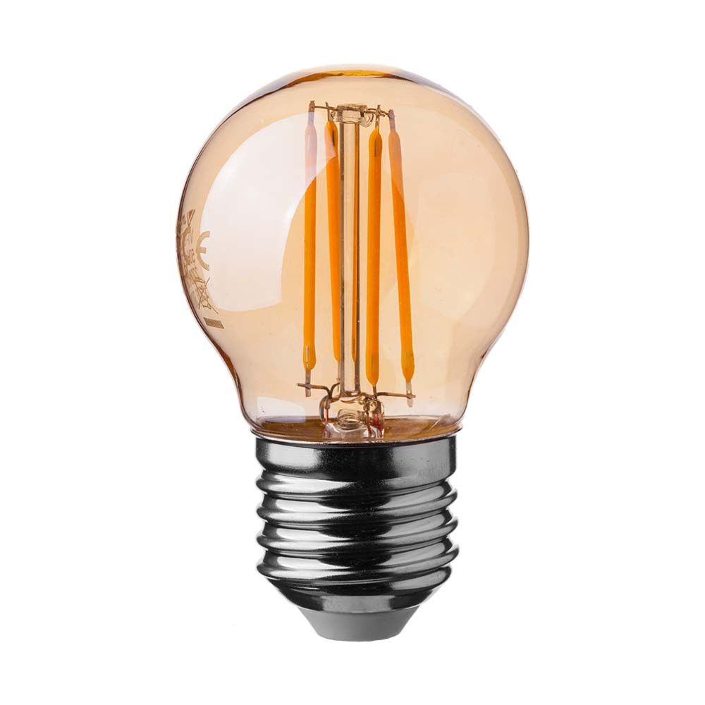 G45 pære 4W E27 - Kultråds, Amber farve, 2200K, 350lm, RA80