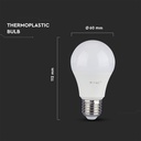 V-Tac 9W LED pære - 200 grader, A60, E27, 806lm, RA80