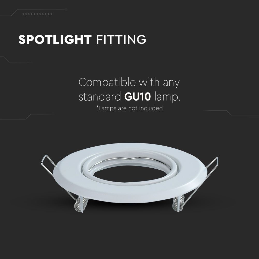 Downlight kit uden lyskilde - Hul: Ø7cm, Mål: Ø9,3cm, Hvid, MR16 eller GU10 fatning