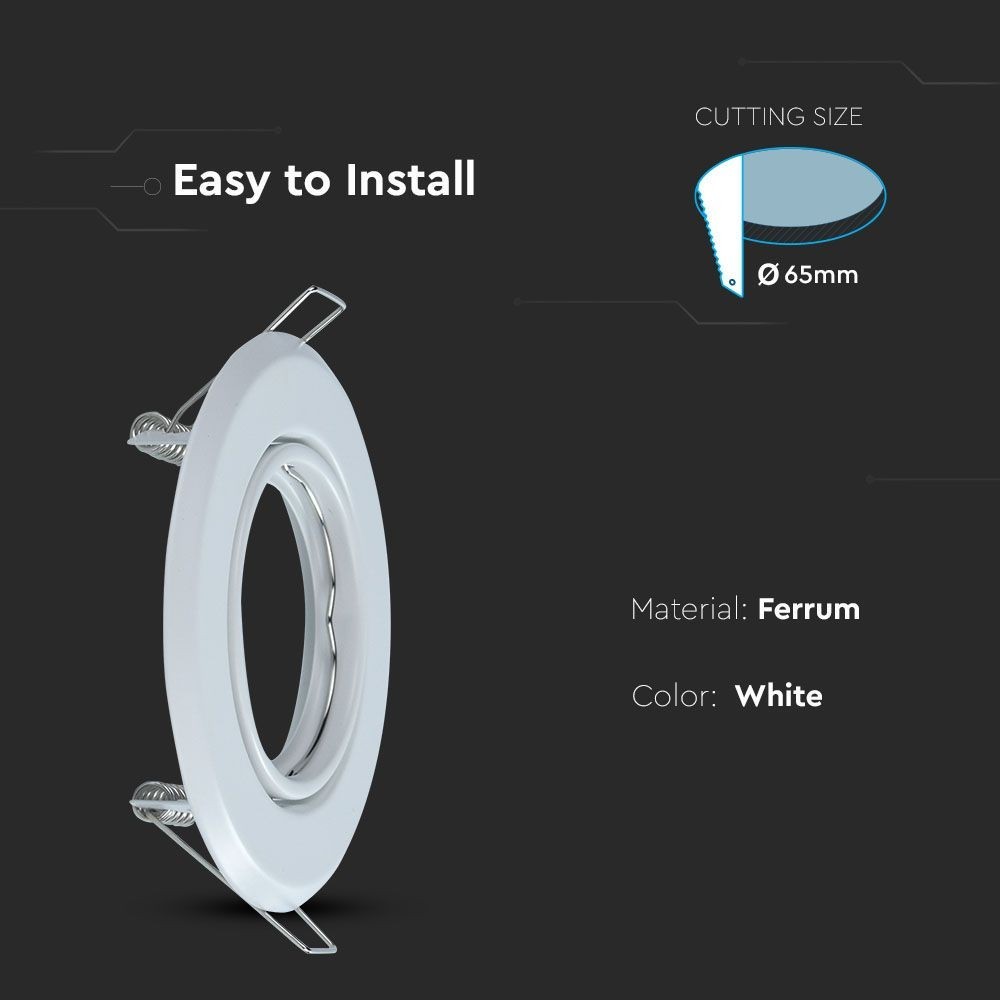 Downlight kit uden lyskilde - Hul: Ø7cm, Mål: Ø9,3cm, Hvid, MR16 eller GU10 fatning