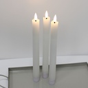 3-pak LED stearinlys med flammeeffekt, Ø2,2cm, Højde: 24,5cm, kronelys, fjernbetjening, timer, batteridrevet