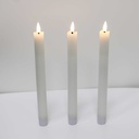 3-pak LED stearinlys med flammeeffekt, Ø2,2cm, Højde: 24,5cm, kronelys, fjernbetjening, timer, batteridrevet