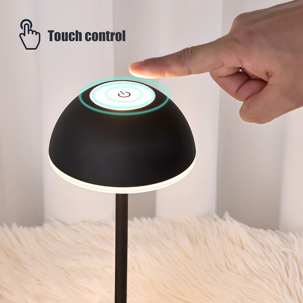Opladelig LED bordlampe Inde/ude - Sort, touch dæmpbar, 3i1, IP54 udendørs