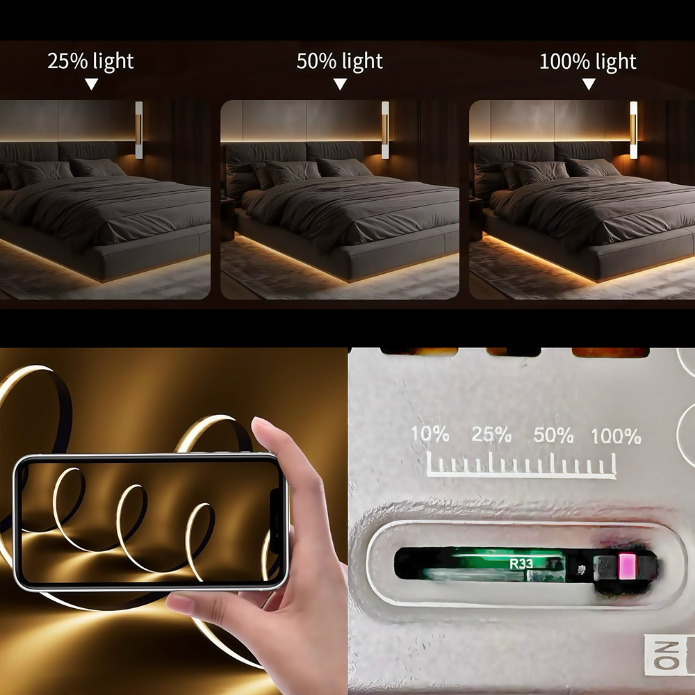 Dæmpbar 24V 200W strømforsyning til slide med flicker free teknologi