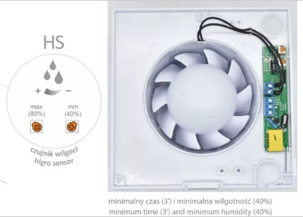 Ventilator - pRestige Ø100 ZG HS m. lukker, Fugtsensor, 15W