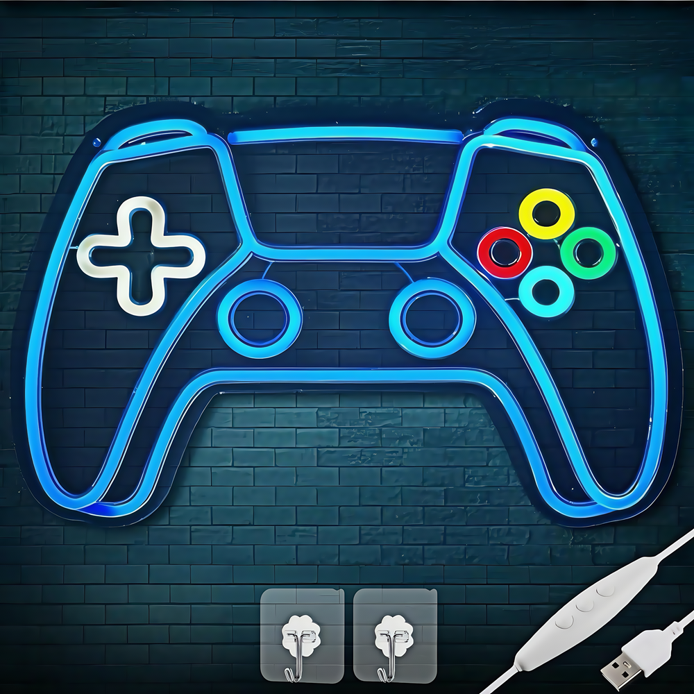 Neon Gamepad Skilt - Tilbehør til gaming med USB-indgang