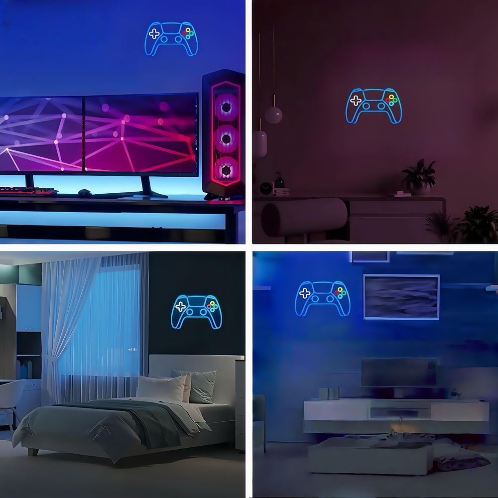 Neon Gamepad Skilt - Tilbehør til gaming med USB-indgang