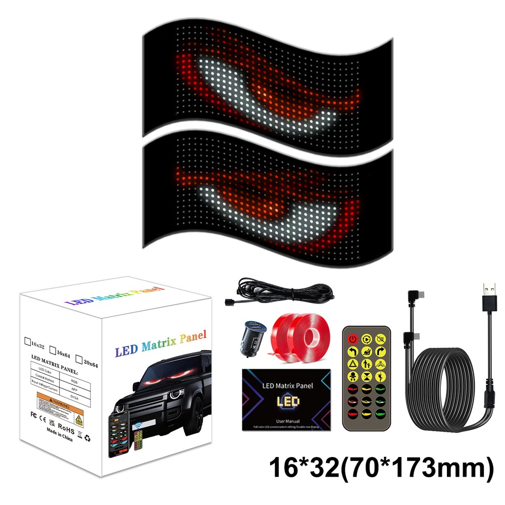 Pixel matrix panel 16x96 LED-display med Bluetooth-forbindelse og strømforsyning via 5V USB-port