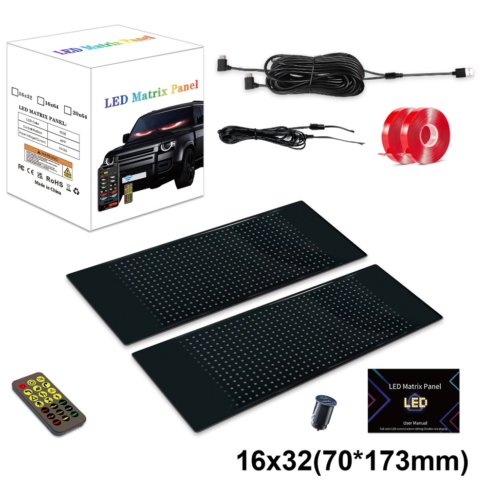 Pixel matrix panel 16x96 LED-display med Bluetooth-forbindelse og strømforsyning via 5V USB-port