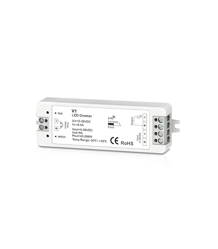 Trådløs dæmper med fjernbetjening og holder - RF trådløs, 12V (96W), 24V (192W)