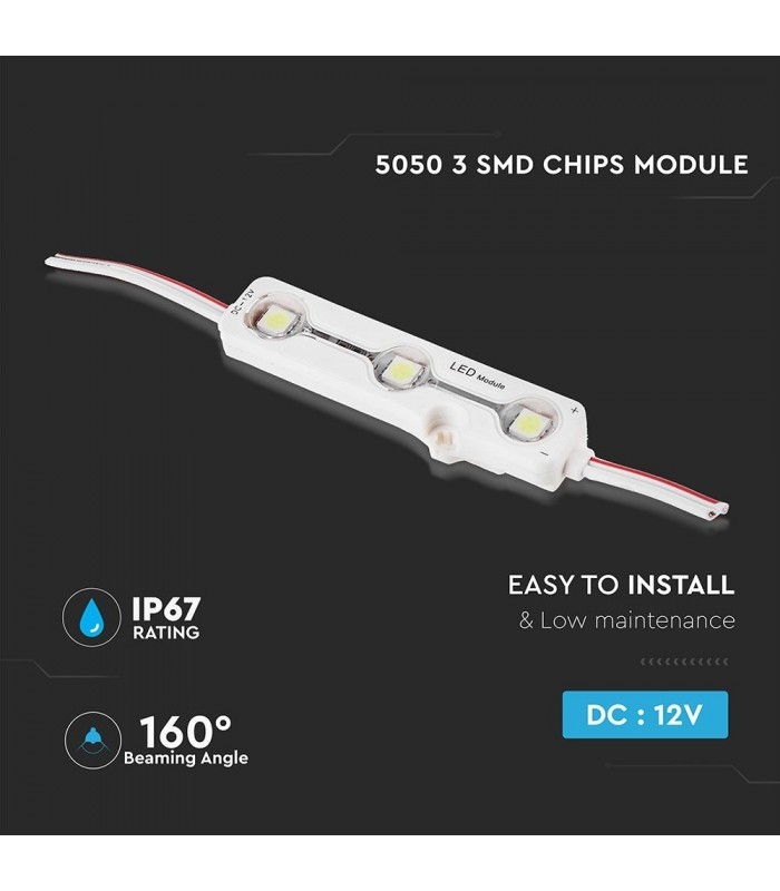 Vandtæt LED modul - 0,9W, 6000K, IP67, Perfekt til skilte og special løsninger