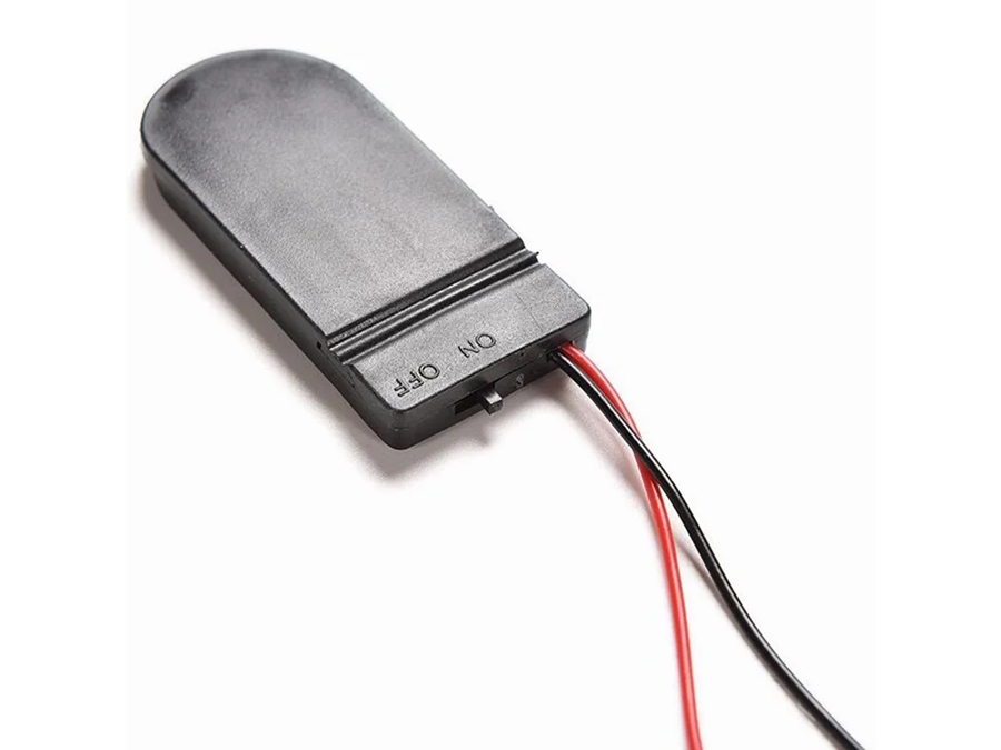 Batteriholder til 2xCR2032 knapcelle, Lukket hus m. kontakt