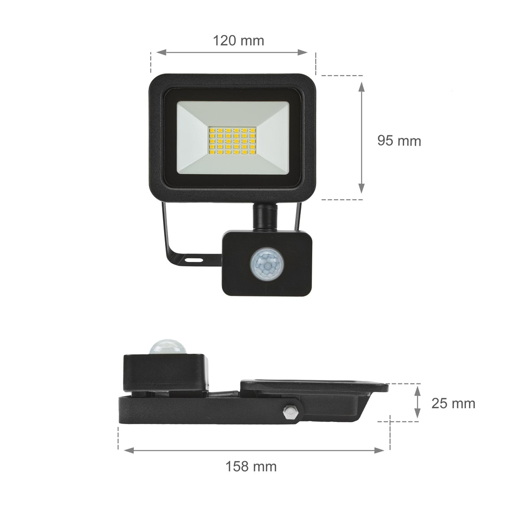 20W LED projektør m. sensor 3000K 1700 Lumen