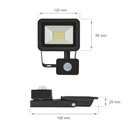 20W LED projektør m. sensor 3000K 1700 Lumen