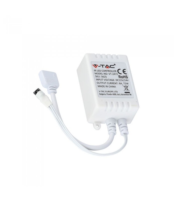 RGB kontroller med fjernbetjening - memory funktion, infrarød, 12V (72W), 24V (144W)