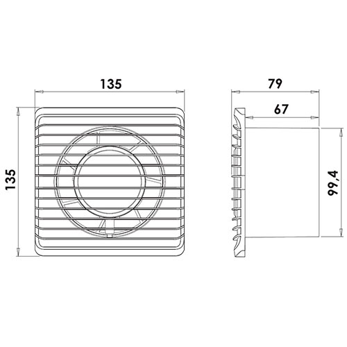 Planet Energy ventilator m. kugleleje og hygrostat