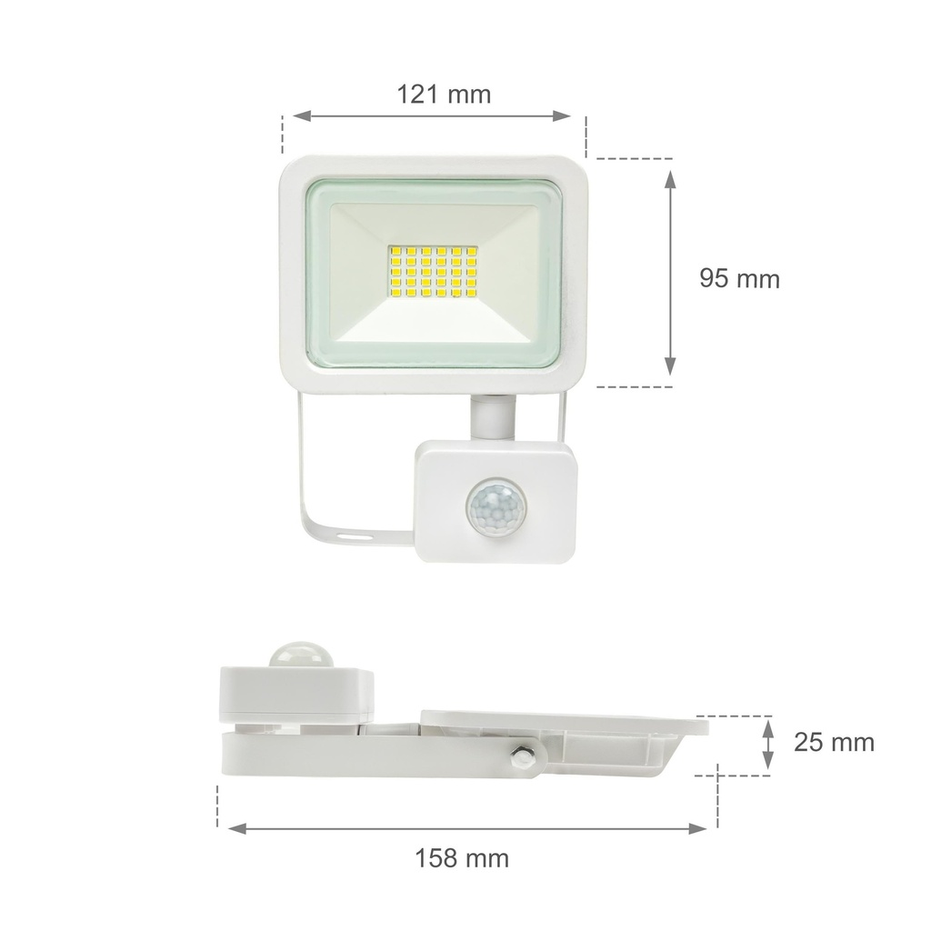 20W LED projektør m. sensor 3000K 1700 Lumen