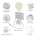10W LED projektør m. sensor 3000K 810 Lumen