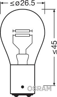 Osram original pære, bremse/baglygte 12V,  4W