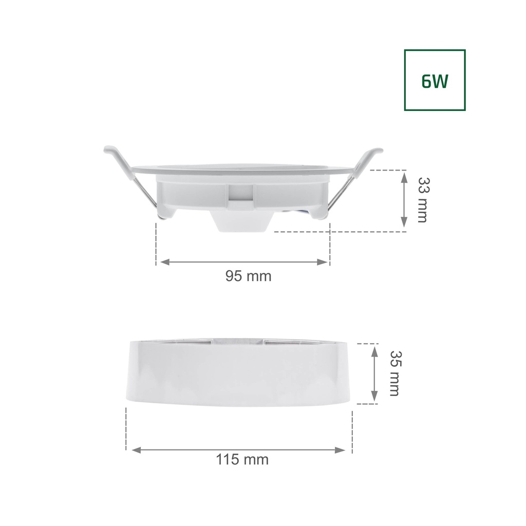 ALGINE Downlight 2-i-1 til overflade eller indbygning 6W 560Lm 230V