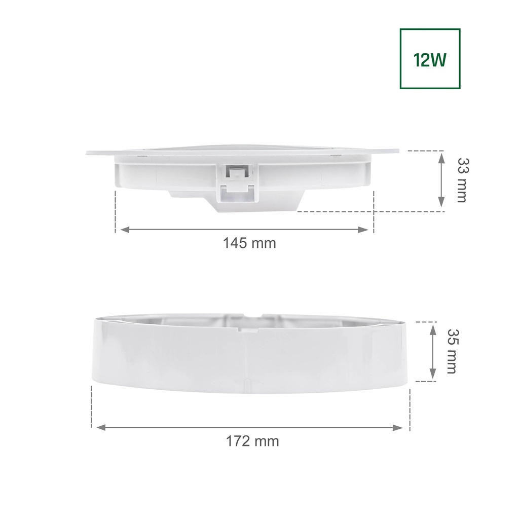 ALGINE Downlight 2-i-1 til overflade eller indbygning 12W 1150Lm 230V