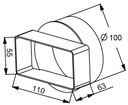 Rund Ø100 muffe til flad 55x110 mm