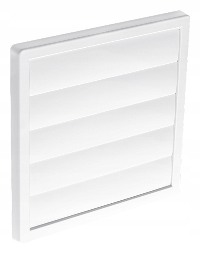 Ventilationsrist m. lukkespjæld - 170x170mm Ø100mm, Hvid