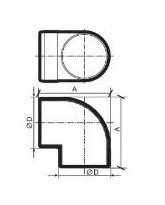 Rund vinklet stykke - 90°, Ø125mm