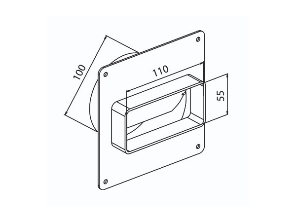 Vægflange m. tilbageslagsventil - 110x55mm til Ø100mm