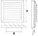 Ventilationsrist m. lukkespjæld - Træksnor, Ø150mm, Hvid